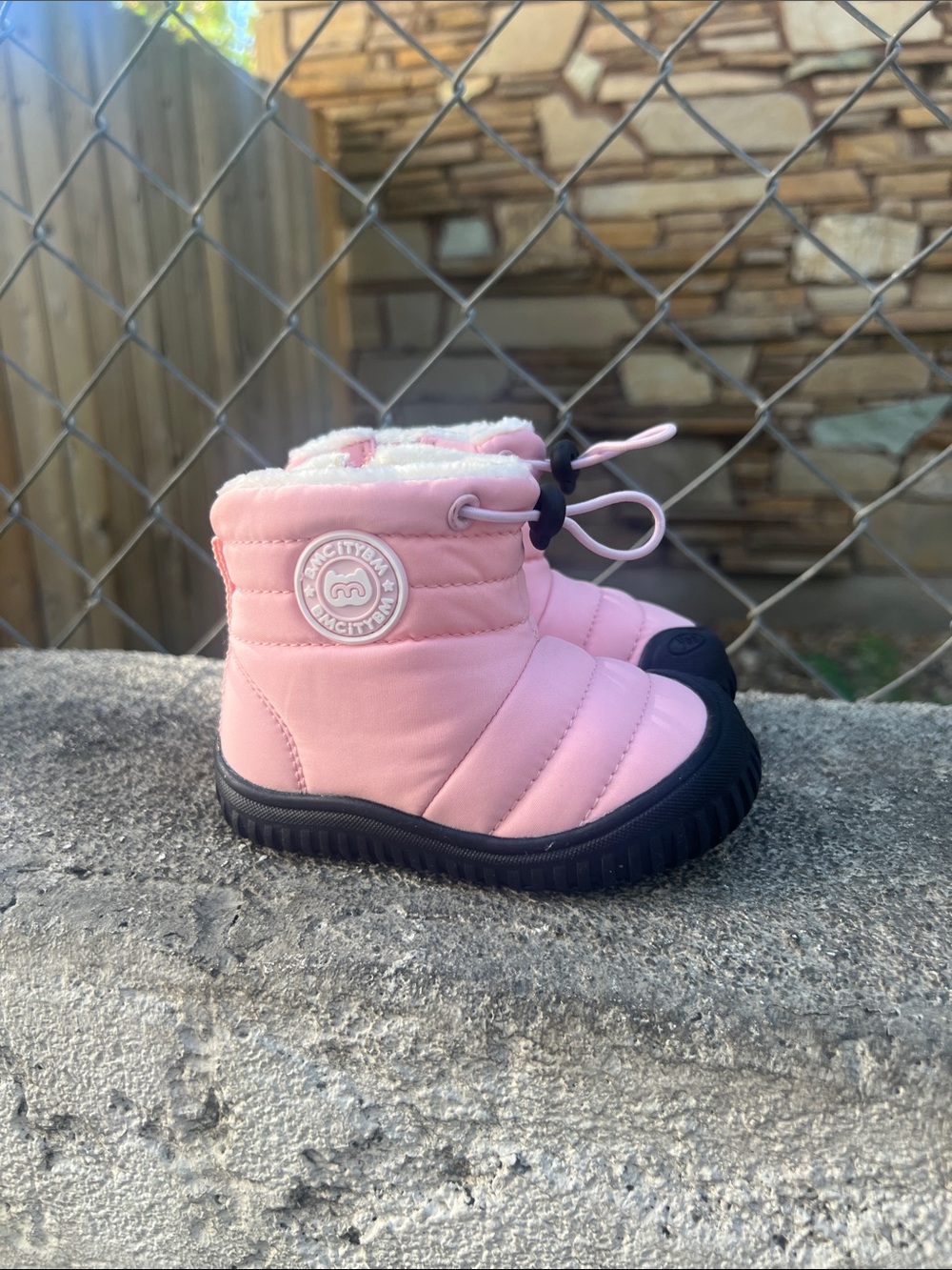 BMCITYBM baby toddler 12/18 month girls fur lined snow boots pink size 5 NWT